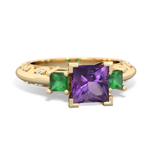 amethyst-emerald engagement ring