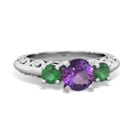 amethyst-emerald engagement ring