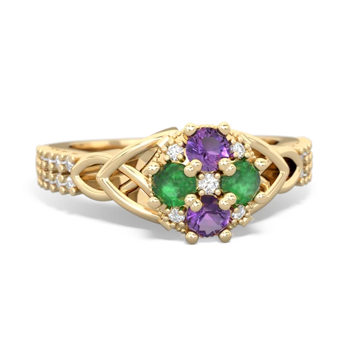 amethyst-emerald engagement ring