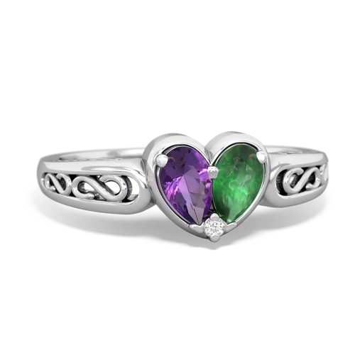 amethyst-emerald filligree ring