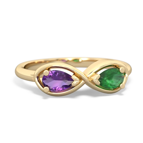 Amethyst Genuine Amethyst with Genuine Emerald Infinity ring Ring