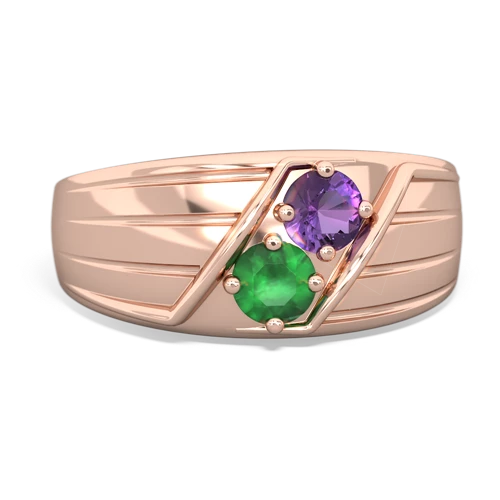 amethyst-emerald mens ring