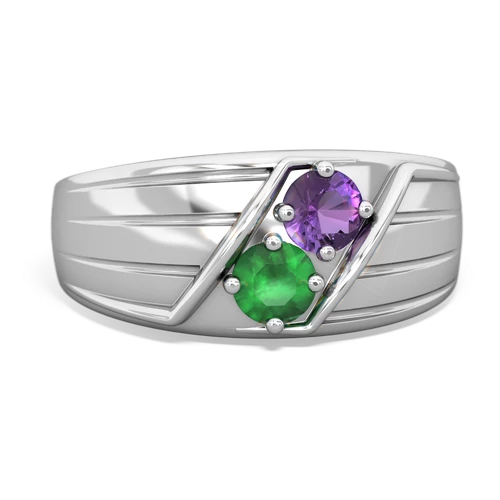 amethyst-emerald mens ring