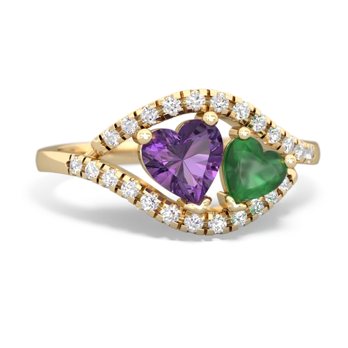Amethyst Genuine Amethyst with Genuine Emerald Mother and Child ring Ring