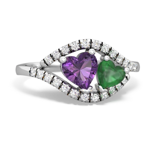 amethyst-emerald mother child ring