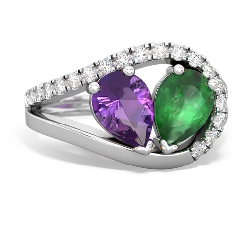 amethyst-emerald pave heart ring