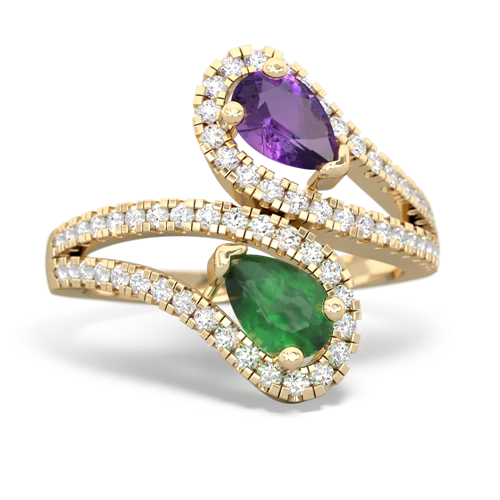 Amethyst Genuine Amethyst with Genuine Emerald Diamond Dazzler ring Ring