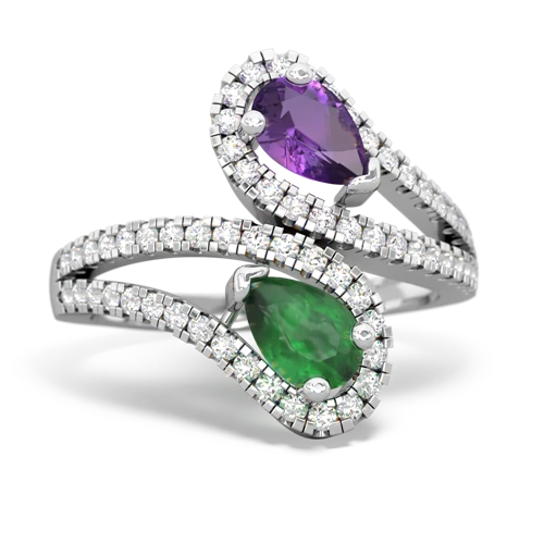 amethyst-emerald pave swirls ring