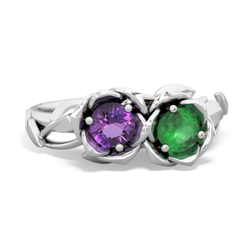 amethyst-emerald roses ring