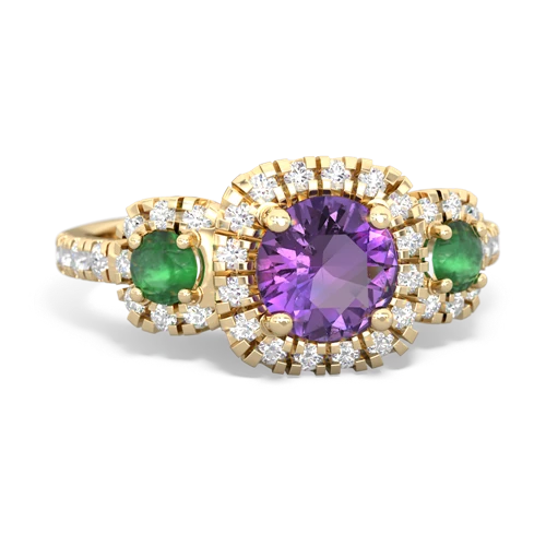 Amethyst Genuine Amethyst with Genuine Emerald and Genuine London Blue Topaz Regal Halo ring Ring