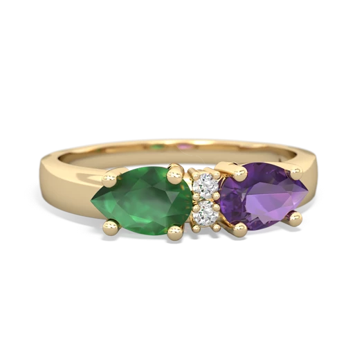 Amethyst Genuine Amethyst with Genuine Emerald Pear Bowtie ring Ring