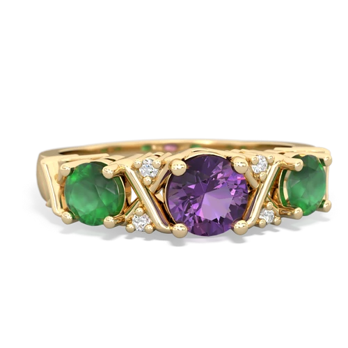 Amethyst Genuine Amethyst with Genuine Emerald and  Hugs and Kisses ring Ring