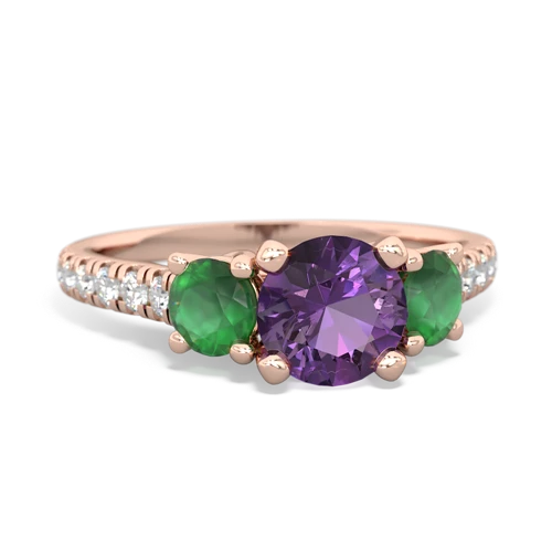 Amethyst Genuine Amethyst with Genuine Emerald and Genuine Pink Tourmaline Pave Trellis ring Ring