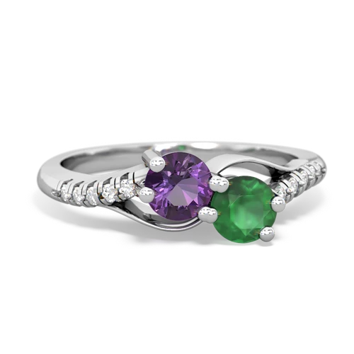 amethyst-emerald two stone infinity ring