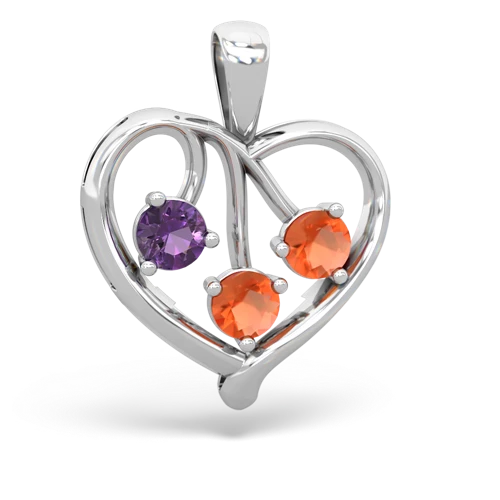 amethyst-fire opal love heart pendant