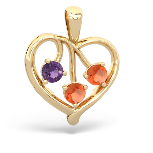 amethyst-fire opal love heart pendant