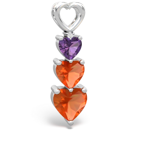 amethyst-fire opal three stone pendant