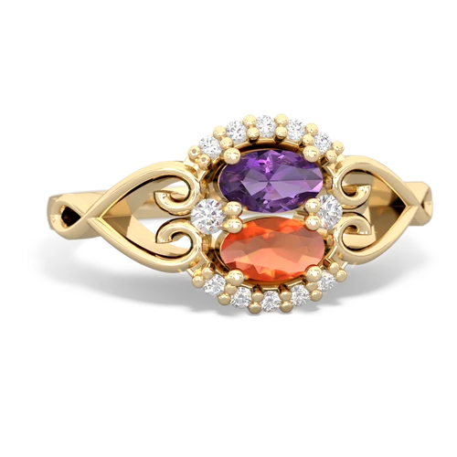 amethyst-fire opal antique keepsake ring