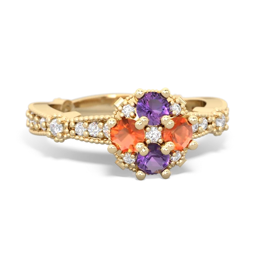 amethyst-fire opal art deco engagement ring