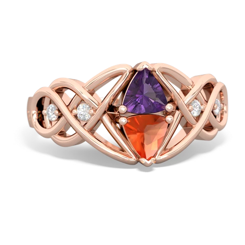 amethyst-fire opal celtic knot ring