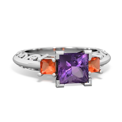 amethyst-fire opal engagement ring