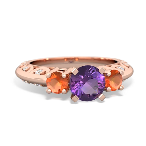 amethyst-fire opal engagement ring