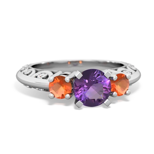 amethyst-fire opal engagement ring