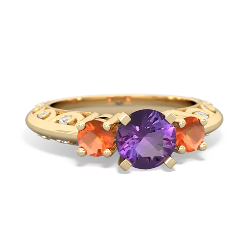 amethyst-fire opal engagement ring