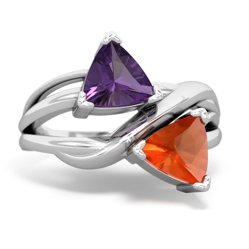 amethyst-fire opal filligree ring