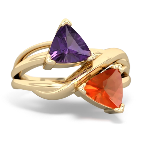 amethyst-fire opal filligree ring