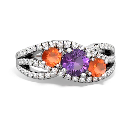 amethyst-fire opal three stone pave ring