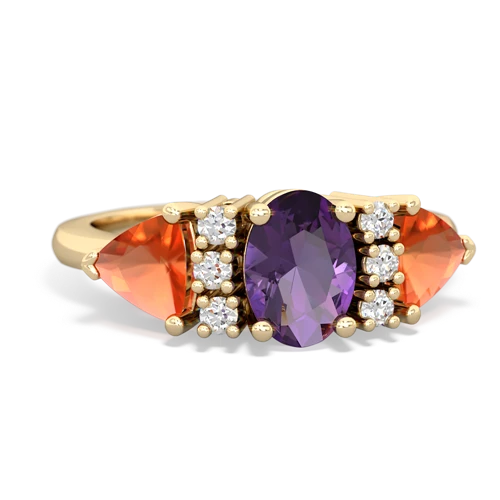 Amethyst Genuine Amethyst with Genuine Fire Opal and Genuine Sapphire Antique Style Three Stone ring Ring