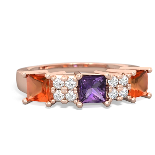 Amethyst Genuine Amethyst with Genuine Fire Opal and Genuine Peridot Three Stone ring Ring