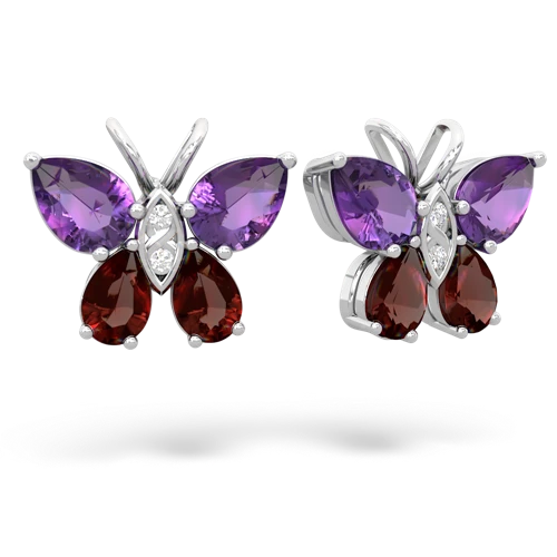 amethyst-garnet butterfly earrings