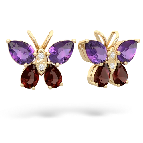 amethyst-garnet butterfly earrings