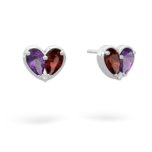 amethyst-garnet one heart earrings