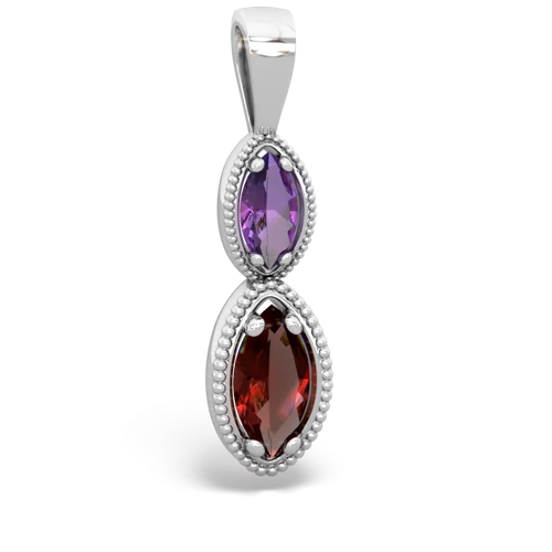 amethyst-garnet antique milgrain pendant