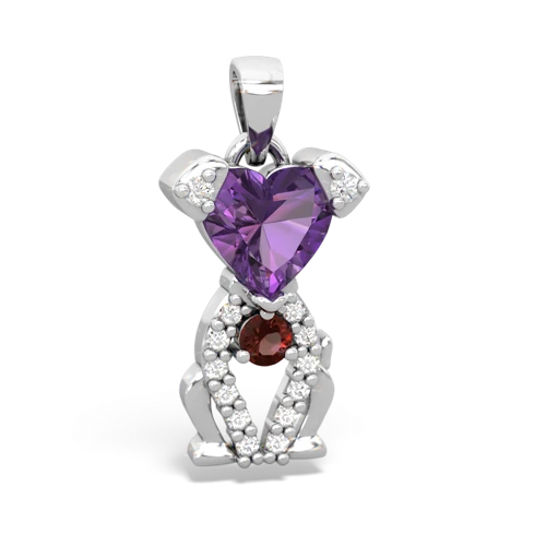 amethyst-garnet birthstone puppy pendant