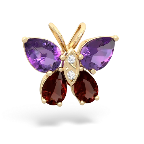 amethyst-garnet butterfly pendant