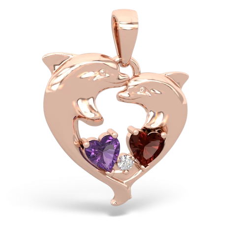 amethyst-garnet dolphins pendant