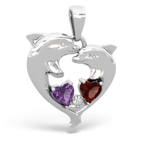 amethyst-garnet dolphins pendant