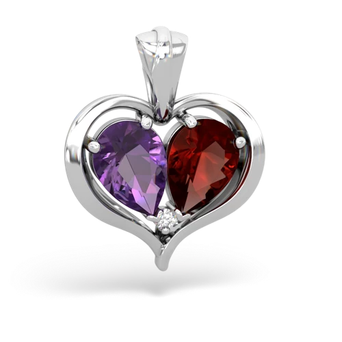 amethyst-garnet half heart whole pendant