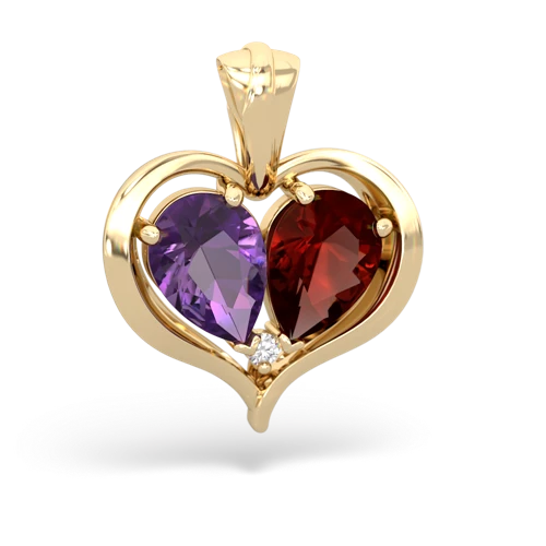 amethyst-garnet half heart whole pendant