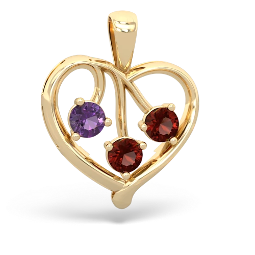 amethyst-garnet love heart pendant