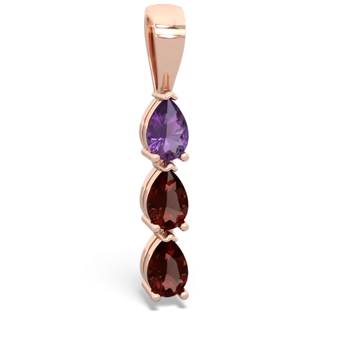 amethyst-garnet three stone pendant