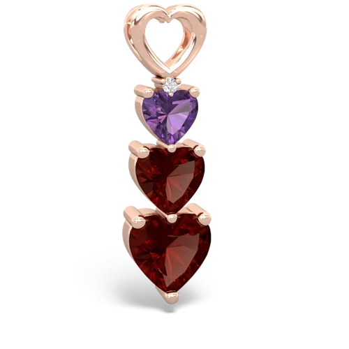 amethyst-garnet three stone pendant