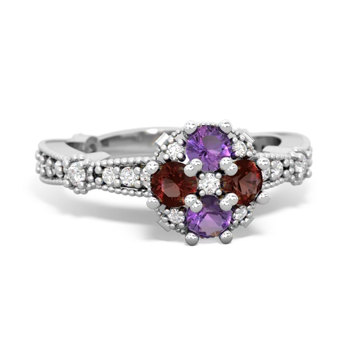 amethyst-garnet art deco engagement ring