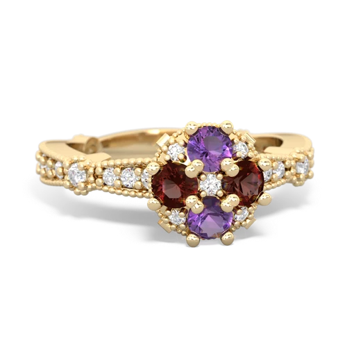 amethyst-garnet art deco engagement ring