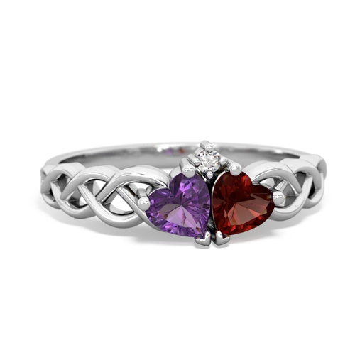 amethyst-garnet celtic braid ring