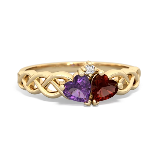 amethyst-garnet celtic braid ring